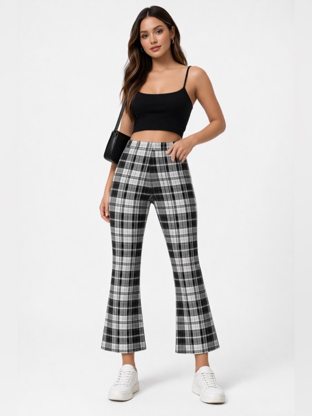 Ona By Yoon Chung Plaid Mini Disco High Rise Kick Flare Pants in size Small